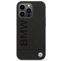 Viedtālruņa apvalks BMW BMHCP14XSLLBK iPhone 14 Pro Max 6.7 "melns / melna Ādas Zīmogs