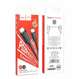 Kabelis USB C uz Lightning Hoco PD 2,4A 20W 1 m X83 melns