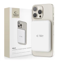 Tech-Protect LifeMag PB10 portatīvais lādētājs ar MagSafe 5000mAh 15W USB-C ports - balta + USB-C kabelis