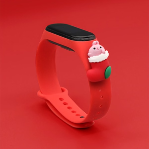 Ремешок Xmas для Xiaomi Mi Band 3 / 4 рождественский силиконовый браслет с носком - красный