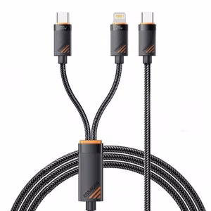 USB Cable Essager "Triple" 3in1 black "Type-C / Type-C / Lightning" 120cm