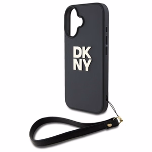 DKNY Wrist Strap Stock Logo viedtālruņa apvalks iPhone 16 - melns