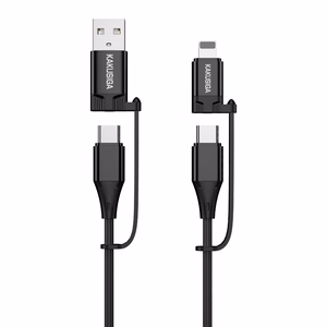 KAKU Cable KSC-654 Tuojie 4 in 1 - USB + Type C to Type C + Lightning - 1,2 metres black