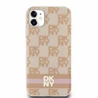 DKNY IML rūtainais mono raksts un drukātas svītras magnētiskais viedtālruņa apvalks iPhone 11 / Xr - rozā
