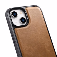 iCarer ādas Oil Wax viedtālruņa apvalks pārklāts ar dabīgu ādu iPhone 14 brūna