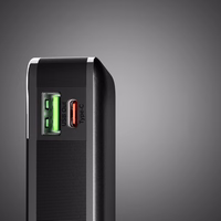 Portatīvais lādētājs SBS 10000 mAh 20W ar iebūvētu USB-C kabeli un digitālo indikatoru - melna