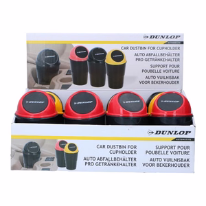 Dunlop automašīnas atkritumu tvertne, 400 ml, 10x17 cm, dzeltena un melna