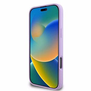 Guess Saffiano Peonija Klasiskais Logotips Magnētiskais viedtālruņa apvalks iPhone 16 Pro Max - violets