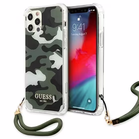 Guess GUHCP12MKSARKA iPhone 12/12 Pro 6.1" zaļš/haki cietais apvalks Camo kolekcija