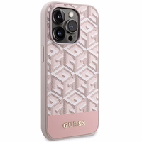 Guess GUHMP14LHGCFSEP iPhone 14 Pro 6.1" rozā/rozā cietais apvalks GCube Stripes MagSafe
