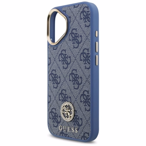 Guess 4G Strass Logo & Big Strap Metal Buttons Magnētiskais viedtālruņa apvalks iPhone 17 - zils