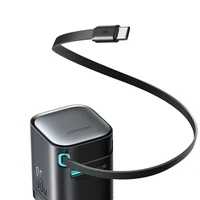 Joyroom JR-TCL02 65W USB-A USB-C GaN lādētājs ar iebūvētu USB-C kabeli - melns