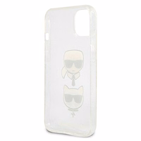 Karl Lagerfeld Glitter Karl's & Choupette Head apvalks iPhone 13 mini - pelēks