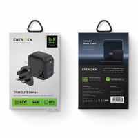 ENERGEA tīkla lādētājs 1xUSB+2xUSB-CPD-PPS-QC 3.0 66W 2C1A melns US+EU Travelite GAN66