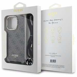 Guess Crossbody Cord 4G Print Case for iPhone 16 Pro - Brown
