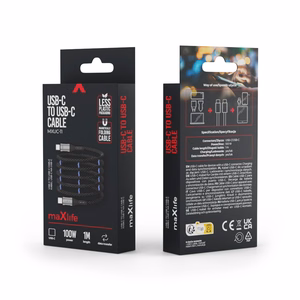 Maxlife MXUC-11 magnētiskais kabelis USB-C - USB-C 1,0 m 100W melns neilons