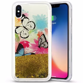 Zizo Liquid Glitter Star maciņš iPhone X (Butterflies)