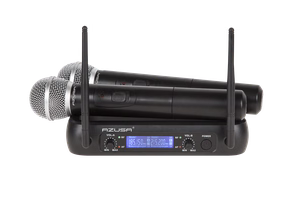 WR-358LD 2 kanālu VHF bezvadu mikrofonu komplekts, 2 rokas mikrofoni