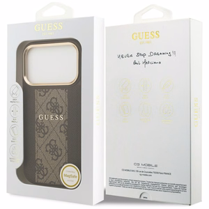 Guess 4G Stripe Magnētiskais viedtālruņa apvalks iPhone 17 Pro - brūna