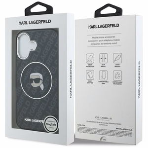 Karl Lagerfeld IML Karl Galvas Logotips Magnētiskais viedtālruņa apvalks iPhone 17 - Melns