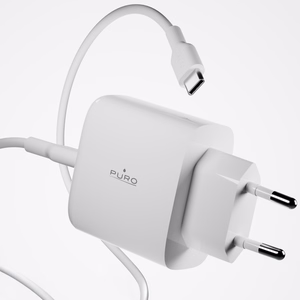 Puro Daily Prolite 45W USB-C USB-A Power Delivery lādētājs ar USB-C kabeli - balts