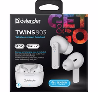 Bluetooth headphones TWINS 903 balts