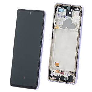 LCD ekrāns Samsung A725/A726 A72 4G/5G ar skārienekrānu un rāmi violets oriģināls (service pack)