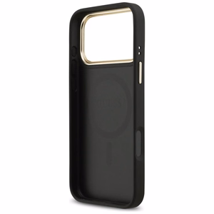 Guess чехол для iPhone 17 Pro Max совместимый с MagSafe GUHMP17XP4GRMDEK (PU W/ 4G Strass Logo) чёрный