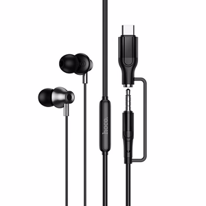Hoco M119A vadu austiņas ar mikrofonu, 3,5 mm / USB-C spraudnis, melnas