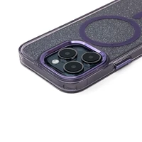 Spīdīgs magnētiskais viedtālruņa apvalks iPhone 16 Pro Max - violets ar spīdumiem