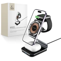Tech-Protect QI15W-A29 3-in-1 induktīvais lādētājs ar MagSafe viedtālrunim / Apple Watch / AirPods - Melns