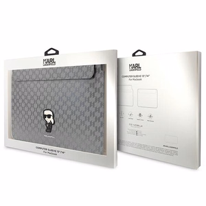 Karl Lagerfeld Saffiano Monogramma Ikonik apvalks 14" klēpjdatoram - sudraba