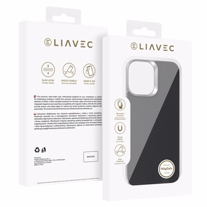 Liavec Carbon Layer Magsafe Aramid Fiber maciņš priekš Iphone 17 melns