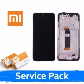 LCD displejs saderīgs ar Xiaomi Redmi 10 5G melns ar rāmi (Service Pack)