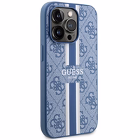 Guess GUHMP14LP4RPSB iPhone 14 Pro 6.1" zila/zila cietais apvalks 4G Printed Stripes MagSafe
