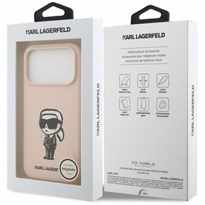 KARL LAGERFELD viedtālruņa apvalks IPHONE 17 Pro Max ar MagSafe saderīgs (silikona ar KL zīmējumu un logotipu) - rozā