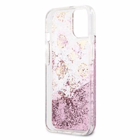 Guess GUHCP13SLGPEPI iPhone 13 mini 5.4" rozā/rozā cietais apvalks Peony Liquid Glitter