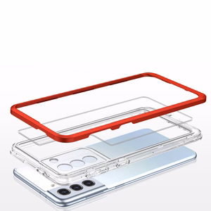 Clear 3in1 viedtālruņa apvalks Samsung Galaxy S23+ silikona apvalks ar rāmi sarkans