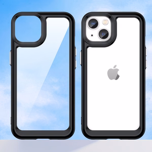 Outer Space viedtālruņa apvalks iPhone 14 Plus ciets vāciņš ar gēla rāmi melns