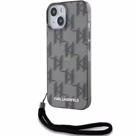 Karl Lagerfeld IML Mono KL Pattern & Cord viedtālruņa apvalks iPhone 15 / 14 / 13 - melns