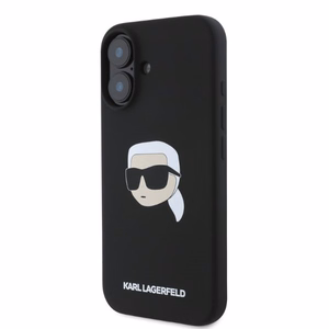 Karl Lagerfeld silikona viedtālruņa apvalks Karl Head Print Magnētiskais iPhone 16 - melns