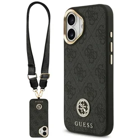 Guess 4G Strass Logo & Big Strap Metal Buttons Magnētiskais apvalks iPhone 17 - melns