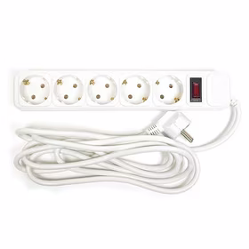 Extension cord 3m, 5 sockets, ar switch