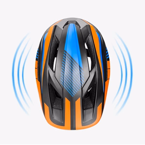 Rockbros TT-32SOBL-S bērnu velosipēda ķivere ar noņemamu zoda aizsargu, izmērs S - melna un oranža