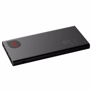 Powerbank Baseus Adaman Metal, 10000mAh, 2xUSB, USB-C, Lightning, MicroUSB 22.5W (melns)