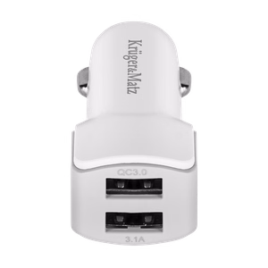 Kruger&Matz automašīnas lādētājs ar 2 USB pieslēgvietām, 3000 mA, Quick Charge 3.0
