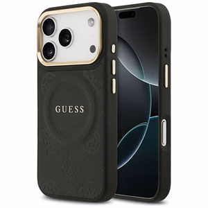 Guess Peony Hot Stamp MagSafe viedtālruņa apvalks iPhone 17 Pro Max - melns