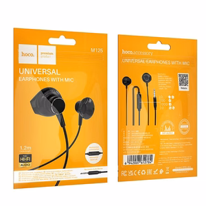 HOCO vadu austiņas Jack 3,5 mm ar mikrofonu M125 melnas