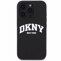 DKNY Silikona baltais drukāts logotips magnētiskais iPhone 16 Pro viedtālruņa apvalks - melns