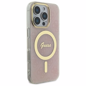 Guess IML 4G Magnētiskais viedtālruņa apvalks iPhone 16 Pro - rozā